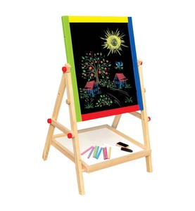 Bino, Bino Magnetische Tischtafel, Bino 83653 - Alex Stand-Tafel umklappbar, Kreidetafel und Whiteboard, Holz, farbig