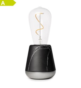 Humble, Humble - Tischlampe - Marmor Schwarz, Humble Light one Marmor-Optik schwarz, 19.5x8.5 cm