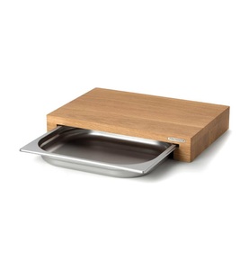 Continenta, 6x Eiche Schneidebrett m. Edelstahl Schublade, 39x27x6 cm, Eiche Schneidebrett m. Edelstahl Schublade, 39x27x6 cm