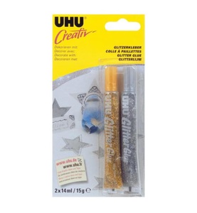 UHU, UHU Creative Glitzerkleber, Uhu Glitter Glue Creative, gold/silber, 44120, (2 x 20ml)