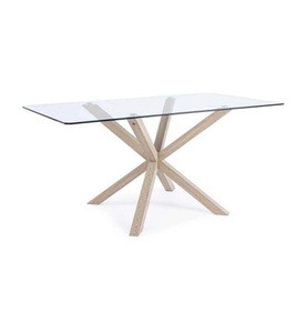 mutoni design, Glastisch May Beine natur rechteckig 160x90, Glastisch May Beine natur rechteckig 160x90