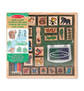 Melissa & Doug, Melissa & Doug Stempel-Set STAMP-A-SCENE - RAIN FOREST, Stempel-Set REGENWALD aus Holz