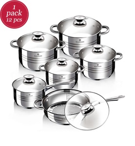 Berlinger Haus, Berlinger Haus - 12-teiliges Topfset Gourmet Line - Silber, Blaumann, Küchenbedarf, Blaumann 12-teiliges Topfset Edelstahl Gourmet Line Shiny, Produkte & Wohnen