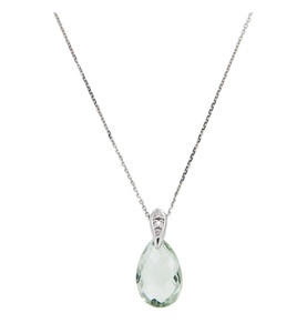 Le Diamantaire, Anhänger Bourgeon - Weissgold 038 g - Diamanten 003 Karat - grüner Amethyst 5 Karat - L: 2 cm, 