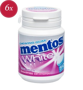 Mentos, Mentos White - Tutti Frutti Gum (6x75g), Mentos Gum White Tutti Frutti