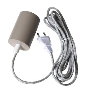 Best Season, E27-Fassung Slim mit Kabel, grau, Star Trading Lampenaufhängung E27 Slim Beige | 8 × 4.5 × 350 cm | 40 W