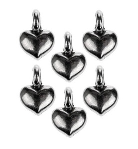 Rayher, Metall-Mini Anhänger Herz, silber, 6St, Rayher Metall Mini-Anhänger Herz | 7 × 5 mm | 6 Stück
