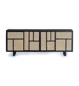 undefined, Giner Y Colomer - Anrichte 80 x 200 x 40 cm, Sideboard Mangoholz schwarz 200x80
