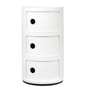 KARTELL, Kartell-Componibili Aufbewahrung 3-Fach, Weiss, Ablage Componibili plastikmaterial weiß / 3 Schubladen - H 58 cm - Anna Castelli Ferrieri, 1968 - Kartell weiß en plastikmaterial