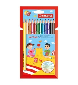 undefined, STABILO Farbstift ergonomisch 4,2mm 203/212 Trio dick,inkl.Spitzer 12 Stk., Dreikant-Buntstift STABILO® Trio dick 12er-Pack mit Anspitzer