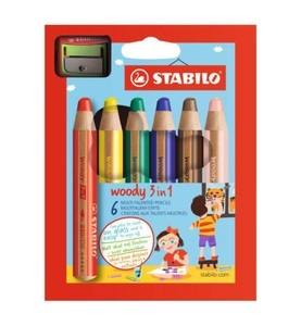 undefined, STABILO Woody 3in1 Farbstifte 6er Set, Stabilo Farbstifte Woody 3 in 1, 8806-2, (Etui, 6 Farben)