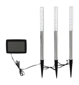 Eglo, Eglo - 3er-Set LED-Solarlampen, EGLO LED Gartenleuchte »SOLAR Set 3x Stab silberfarben/transparent«