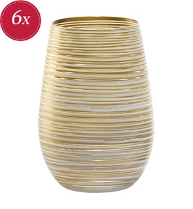 Stölzle, Stölzle - 6-teiliges Gläser-Set Twister - Gold und Weiss, Twister meets Elements Longdrinkbecher 465ml, Weiss-Gold