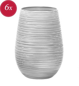 Stölzle, Stölzle - 6-teiliges Gläser-Set Twister - Silber und Weiss, Twister meets Elements Longdrinkbecher 465ml, Weiss-Silber