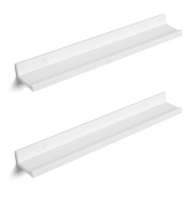 SONGMICS, Songmics - Wandregal 2er Set, 2 Schweberegale mit Hochglanzlackierung, Wandboard für Bilderrahmen und Bücher, Wohnzimmer, Schlafzimmer, Bad, Küche, stabil, einfache Montage, weiss, glänzend LWS60WT, SONGMICS Wandregal »2-er Set Weiss«