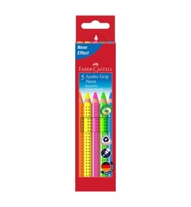 Faber-Castell, Faber-Castell Textliner Jumbo GRIP NEON mit 5 Farben, Faber-Castell Farbstifte, Jumbo Grip, 5-farbig assortiert, 110994