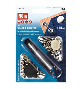 Prym, PRYM Druckknopf Anschraubbar, Prym Druckknöpfe Caravan, silber 15 mm, Karte 10 Stück