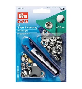 Prym, PRYM Druckknopf silber, Prym Druckknöpfe Camping, silber 15 mm, Karte 10 Stück