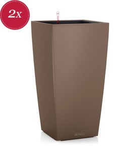 Lechuza, Lechuza - 2er-Set Blumenkästen mit Integriertem Bewässerungssystem Cubico Color 40 - Dunkelbeige, Lechuza CUBICO Color 40 13151 Pflanzkasten Mocca