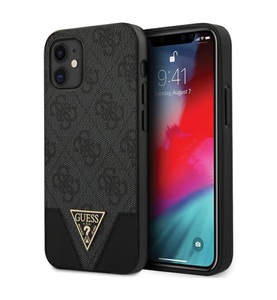 Apple, Guess - iPhone 12 Mini Hardcase Hülle Charms Triangle (GUHCP12SPU4GHBK) - Grau, 