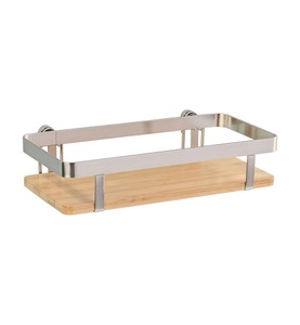 Wenko, Wenko - Turbo-Loc® Universalregal Premium, Küchen-Ablage, Küchenregal, WENKO Küchenregal »Turbo-Loc® Premium«, gebürsteter Flachstahl mit Bambusboden
