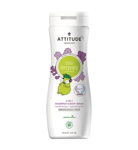 Attitude, Attitude - 2in1 Shampoo & Duschgel LittleLeaves Vanilla & Pear - 473 ml, Attitude Little Leaves Shampoo und Duschgel für Kinder