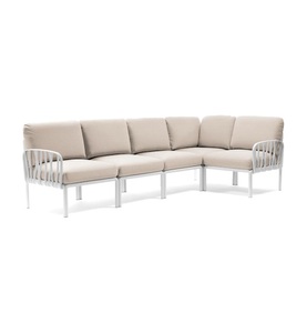Nardi, Nardi - 5-Sitzer Sofa Komodo Weiss - Beige (135,5 x 294 x 78/154 cm), Gartenlounge Komodo (5-tlg) weiss tech panama