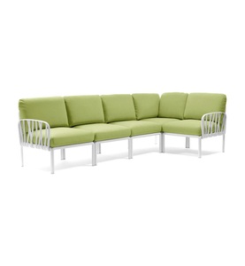 Nardi, Nardi - 5-Sitzer Sofa Komodo Weiss-Grün (135,5 x 294 x 78/154 cm), Gartenlounge Komodo (5-tlg) weiss avocado