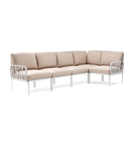 Nardi, Nardi - 5-Sitzer Sofa Komodo Weiss - Helles Beige (135,5 x 294 x 78/154 cm), Gartenlounge Komodo (5-tlg) weiss beige