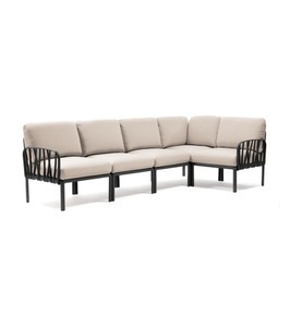 Nardi, Nardi - 5-Sitzer Sofa Komodo Anthrazit - Beige (135,5 x 294 x 78/154 cm), Gartenlounge Komodo (5-tlg) anthrazit tech panama