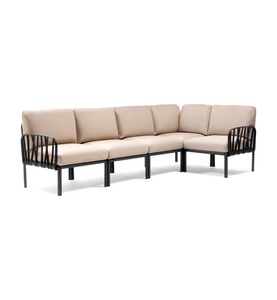 Nardi, Nardi - 5-Sitzer Sofa Komodo Anthrazit - Helles Beige(135,5 x 294 x 78/154 cm), Gartenlounge Komodo (5-tlg) anthrazit beige