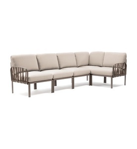 Nardi, Nardi - 5-Sitzer Sofa Komodo Dunkles Beige - Beige (135,5 x 294 x 78/154 cm), Gartenlounge Komodo (5-tlg) braun tech panama