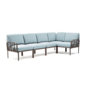 Nardi, Nardi - 5-Sitzer Sofa Komodo Dunkles Beige-Hellblau (135,5 x 294 x 78/154 cm), Gartenlounge Komodo (5-tlg) braun hellblau