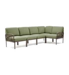 Nardi, Nardi - 5-Sitzer Sofa Komodo Dunkles Beige - Dunkelgrün (135,5 x 294 x 78/154 cm), Gartenlounge Komodo (5-tlg) braun grün