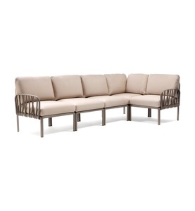 Nardi, Nardi - 5-Sitzer Sofa Komodo Dunkles Beige - Helles Beige (135,5 x 294 x 78/154 cm), Gartenlounge Komodo (5-tlg) braun beige