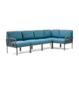 Nardi, Nardi - 5-Sitzer Sofa Komodo Dunkles Beige - Blau(135,5 x 294 x 78/154 cm), Gartenlounge Komodo (5-tlg) braun blau