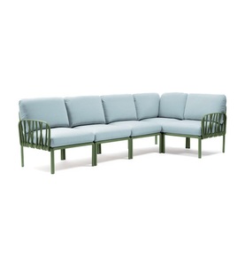 Nardi, Nardi - 5-Sitzer Sofa Komodo Kaki-Hellblau (135,5 x 294 x 78/154 cm), Gartenlounge Komodo (5-tlg) agave hellblau