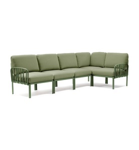 Nardi, Nardi - 5-Sitzer Sofa Komodo Kaki-Dunkelgrün (135,5 x 294 x 78/154 cm), Gartenlounge Komodo (5-tlg) agave