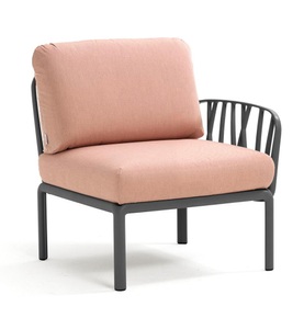 Nardi - Sessel mit einer Armlehne (rechts oder links) Anthrazit - Qaurtz-Rosa (135,5 x 72 x 78 cm)