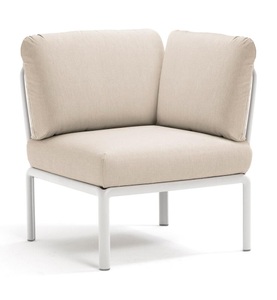 Nardi, Nardi - Ecksessel ohne Armlehnen Komodo Weiss-Beige (135,5 x 78 x 78 cm), Gartenlounge Komodo Eckelement weiss tech panama