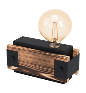 Eglo, Eglo - Tischlampe Layham, Schwarz, Braun, Eglo Tischlampe Layham
