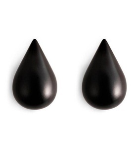 Normann Copenhagen, Normann Copenhagen Dropit Garderobenhaken 2er-Set, Wandhaken Dropit Small holz schwarz 2er-Set - H 7,7 cm - Normann Copenhagen schwarz en holz