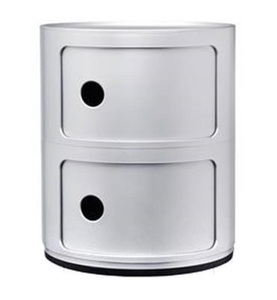 KARTELL, Kartell-Componibii Aufbewahrung 2-Fach, Silber, Ablage Componibili plastikmaterial grau silber / 2 Schubladen - H 40 cm - Anna Castelli Ferrieri, 1968 - Kartell silber en plastikmaterial