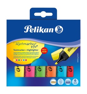 Pelikan, Textmarker 490/6, Stift, Pelikan Textmarker 490 nachfüllbar, 6er