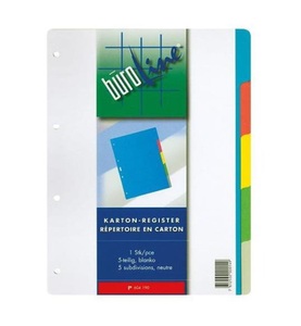 undefined, BÜROLINE Register Karton farbig A4 604190 5 - teilig, BÜROLINE Register Karton farbig A4 604190 5 - teilig
