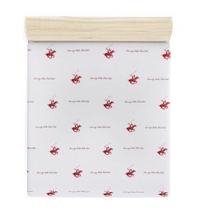 Beverly hills polo club, Beverly Hills Polo Club - Spannbetttuch - 140 x 190 + 25 cm - Weiss und Rot, 