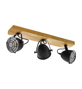 Eglo, Deckenstrahler Gatebeck aus Holz und Metall, 3-fl., Deckenstrahler Gatebeck aus Holz und Metall, 3-fl.