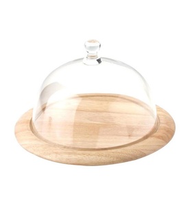 Continenta, Continenta - Käseplatte 20 cm - Hellbraun, Gummibaum Käseglocke rund, 2tlg. 20x14 cm