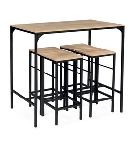 Idomya, Idomya - Ensemble Bartisch & Stühle Memphis - Schwarz und Braun, 