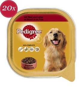 Pedigree, Pedigree Nassfutter Adult, Pedigree Nassfutter Adult mit Rind, 20 x 300 g